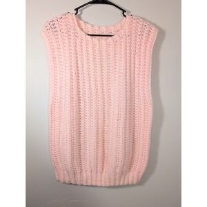 Pink Sleeveless Handmade Knit Sweater‎ Vest Approximate Large